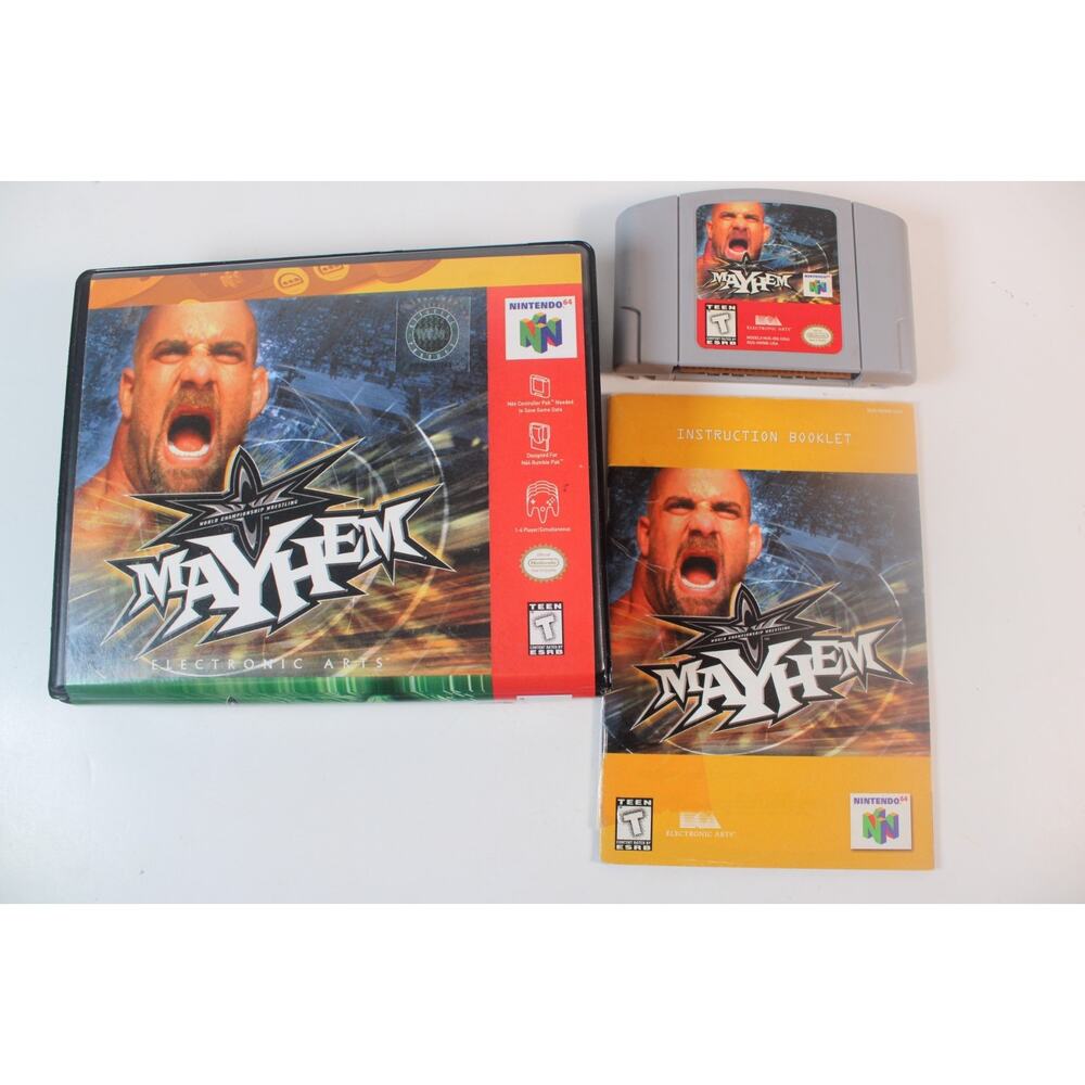 WCW Mayhem (Nintendo 64 N64) Authentic, includes game, manual, and cool box